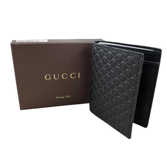 Gucci Other - NEW Gucci MicroGuccissima GG Bifold Leather Wallet Black Mens